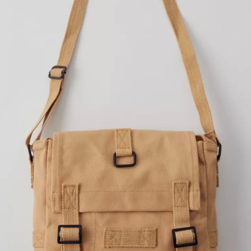 Canvas Crossbody Bag Khaki Brown/Tan   NWT